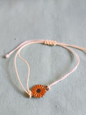 Adjustable Womens Sunflower Charm Bracelet
